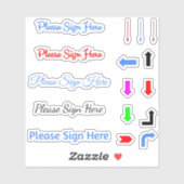 Teken hier pijlen sticker (Vel)