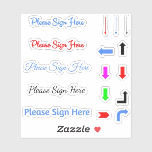 Teken hier pijlen sticker (Vel)