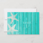 Teken-hout & Zeester Strand Elegant Tafelnummer (Voorkant)