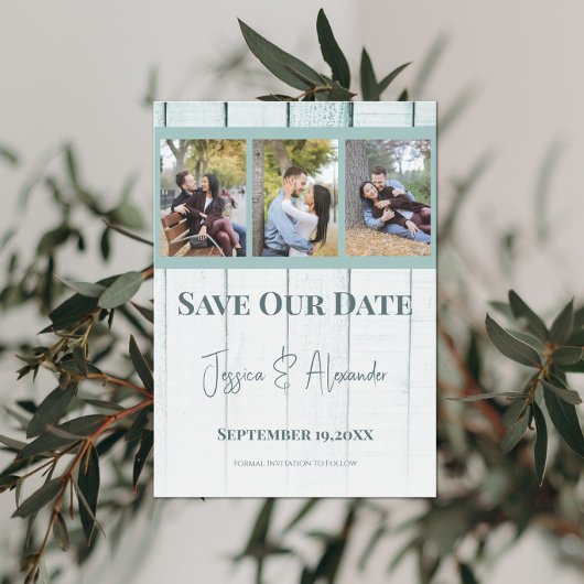 Teken-houten fotocollage Save The Date