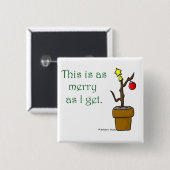 Teken in een kerstmis met een potje vierkante button 5,1 cm (Voorkant /achterkant)