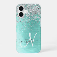 Teken in glanzend metaal Zilver Glitter Monogram N
