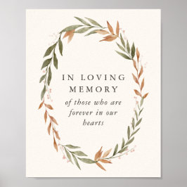 Teken 'In Loving Memory' Elegante Herfstkrans Brui Poster