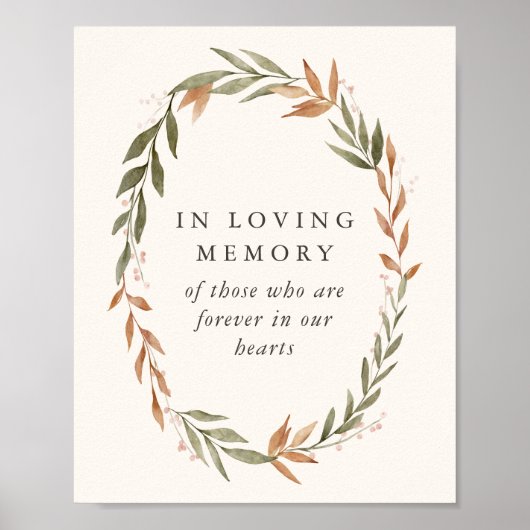 Teken 'In Loving Memory' Elegante Herfstkrans Brui Poster (Voorkant)