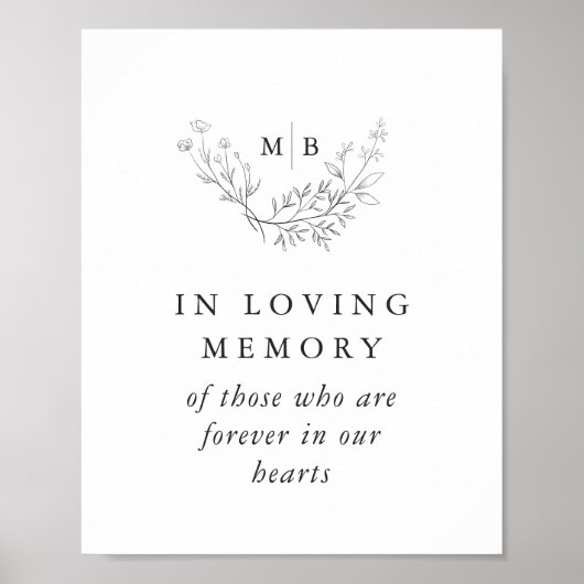 Teken 'In Loving Memory' Formeel Monogram Bruiloft Poster (Voorkant)