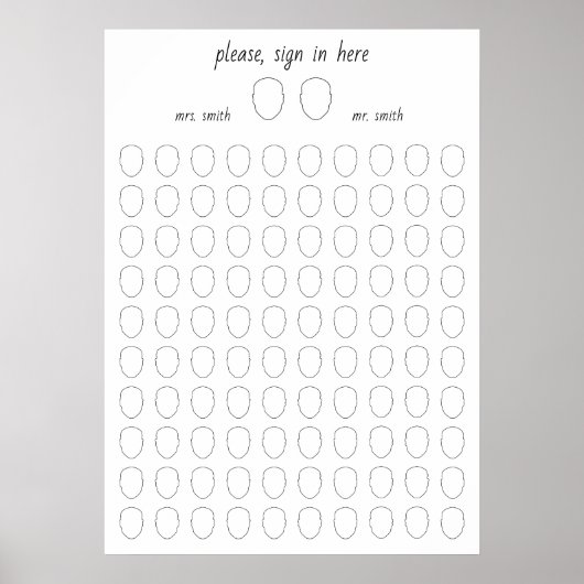 Teken je gezicht Alternatieve bruiloft 100 gastenb Poster (Voorkant)