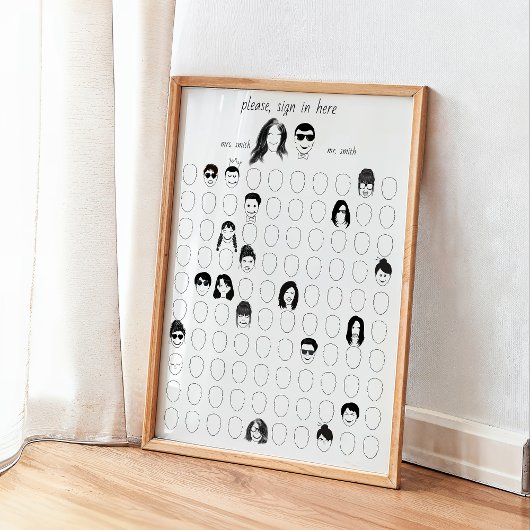 Teken je gezicht Alternatieve bruiloft 100 gastenb Poster