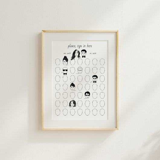 Teken je gezicht Alternatieve bruiloft 49 gastenbo Poster