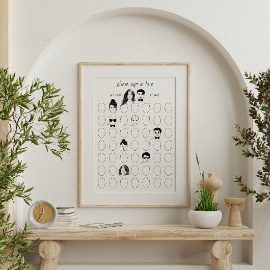 Teken je gezicht Alternatieve bruiloft 49 gastenbo Poster