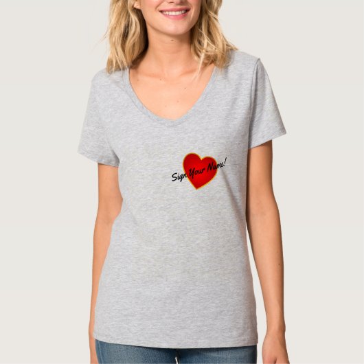 Teken je naam over mijn hart t-shirt (Voorkant)