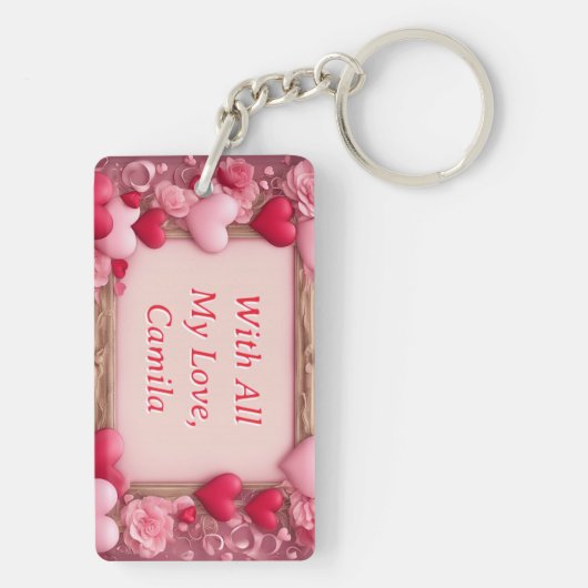 Teken Jouw naam Valentijnsdag Sleutelhanger Gift (achterkant)