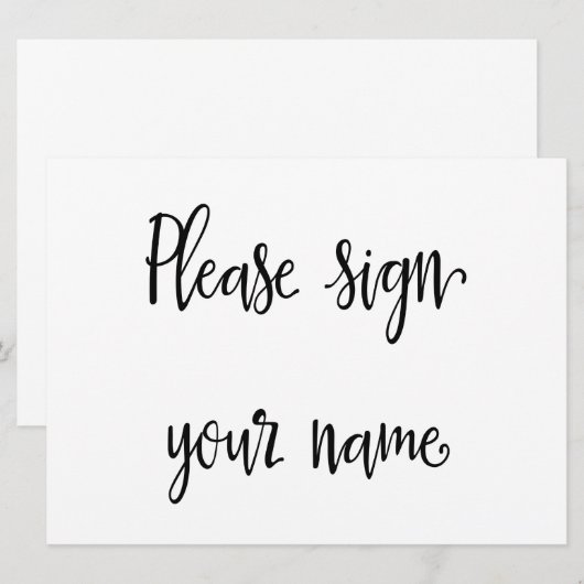 Teken Jouw naam Wedding Guestbook Sign Kaart (Voorkant / Achterkant)