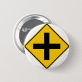 Teken kruispunt ronde button 5,7 cm (Voorkant /achterkant)