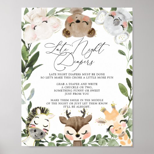 Teken "Late Naight Diapers Sigers" Baby shower Poster (Voorkant)