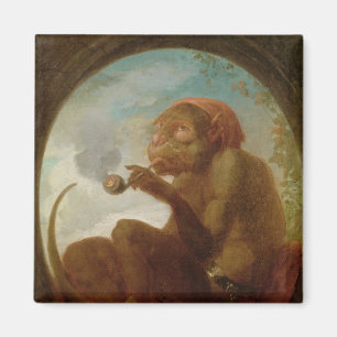 Teken met een aap die een pijp rokt magneet