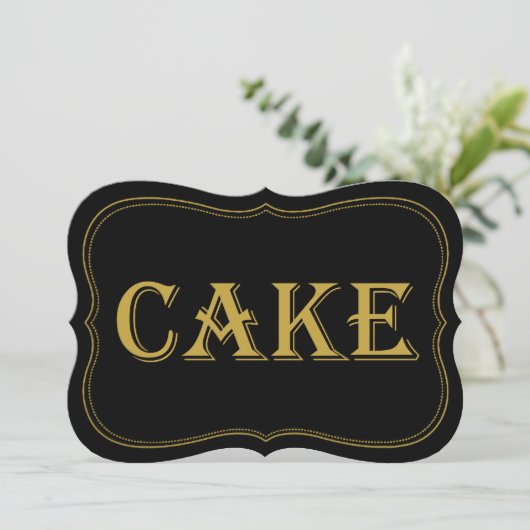 Teken met Gatsby Wedding Cake Sign van Black & Gol Kaart (Staand voorkant)