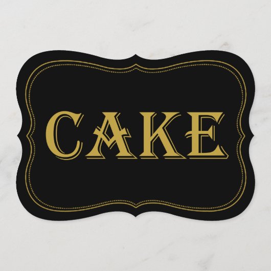 Teken met Gatsby Wedding Cake Sign van Black & Gol Kaart (Achterkant)