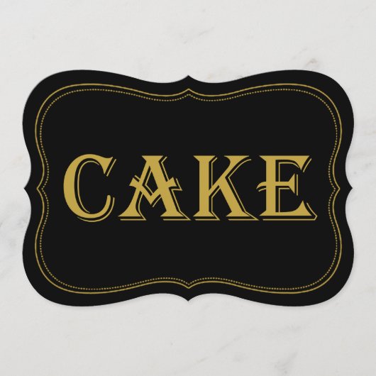 Teken met Gatsby Wedding Cake Sign van Black & Gol Kaart (Voorkant)