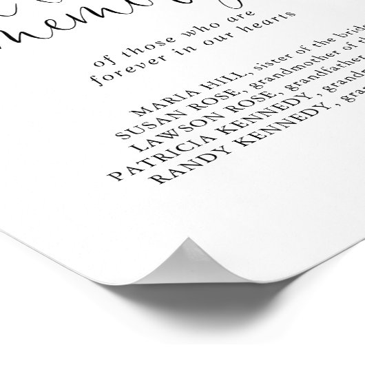 Teken met 'In Loving Memory Love' in Fancy Lettert Poster (Hoek)