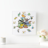 Teken met moerascartoon vierkante klok (Huis)