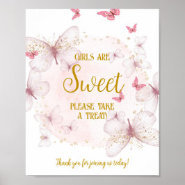 Teken met roze en gouden Baby shower dessert-tafel Poster