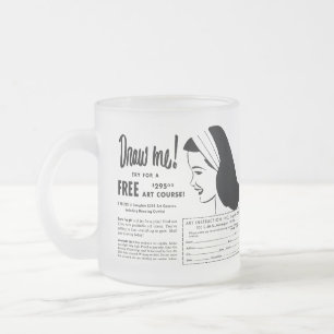 Teken mij - Vintage Kunstschool Tekenwedstrijd Matglas Koffiemok
