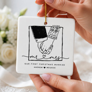 Teken Mr & Mrs Eerste Kerst Ornament