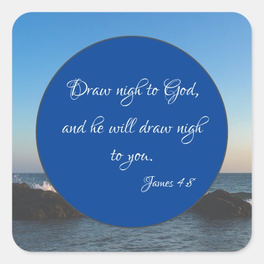 Teken Nacht aan God KJV Bijbel vers Vierkante Sticker (Voorkant)