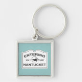 Teken nantucket Keepomwille White en Blauwgroen Sleutelhanger (Voorkant)