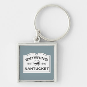 Teken nantucket Keepomwille White en Blue Sleutelhanger