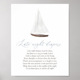 Teken Nautisch Baby shower voor late nachtkleppen Poster