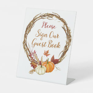 Teken Ons Gast boek teken - herfst oogst thema Reclamebord Met Voetstuk