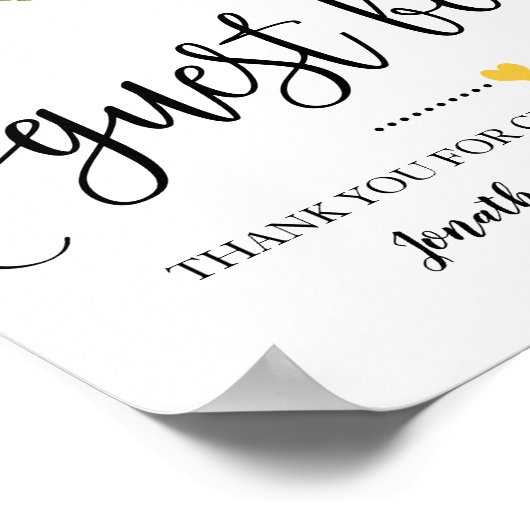 Teken ons gastboek bruidsfeest zonnebloemen bord poster (Hoek)