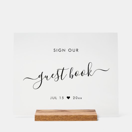 Teken ons gastenboek Bruiloft Zwart Acryl Bord (Voorkant)