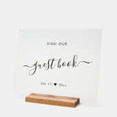 Teken ons gastenboek Bruiloft Zwart Acryl Bord (Hoek)