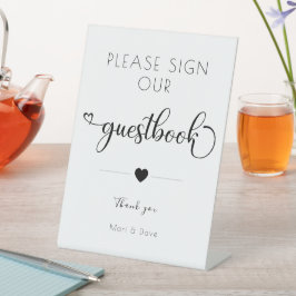 Teken ons gastenboek Minimalistische kalligrafie Reclamebord Met Voetstuk
