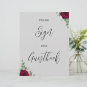 Teken ons gastenboek Rode Roos Trouwbord (Staand voorkant)