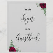 Teken ons gastenboek Rode Roos Trouwbord (Voorkant / Achterkant)