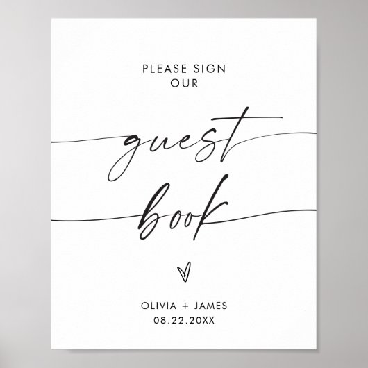Teken ons gastenboek teken, bruiloft gast boek tek poster (Voorkant)