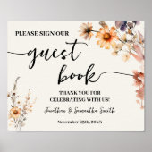 Teken ons gastenboek Wedding Autumn Wildflowers Poster (Voorkant)