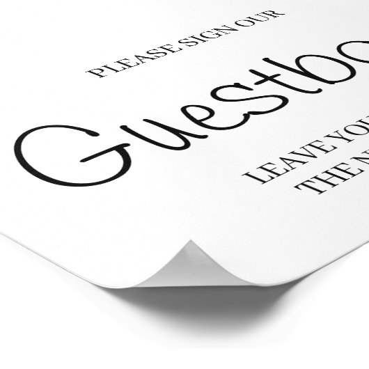 Teken ons gastensboek Huwelijksposter Poster (Hoek)