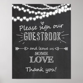 Teken ons trouwgastboek krijtbord poster