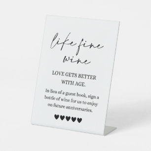 Teken ons wijngastenboek reclamebord met voetstuk