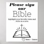 Teken onze Bijbel bruiloft gastenboek, modern teke Poster (Voorkant)