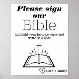 Teken onze Bijbel bruiloft gastenboek, modern teke Poster