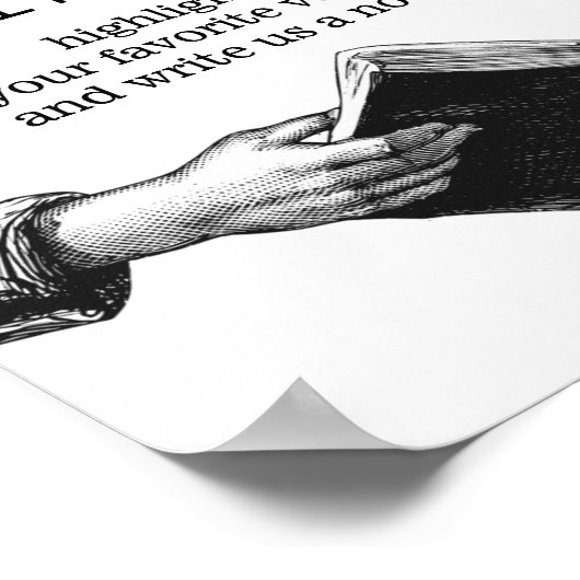 Teken onze bijbel bruiloft gastenboek zwart-wit poster (Hoek)