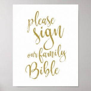 Teken onze gezinsbijbel 8x10 huwelijksbord poster