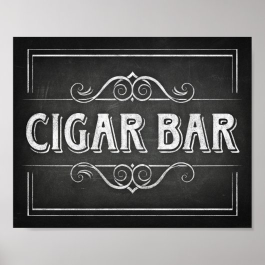 Teken op CIGAR-BAR met chalk-stijl afdrukken Poster (Voorkant)