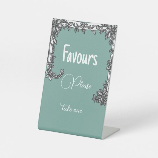 Teken op het tafelblad reclamebord met voetstuk (Voorkant)