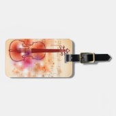 Teken op waterverf achtergrond van viool bagagelabel (Voorkant horizontaal)